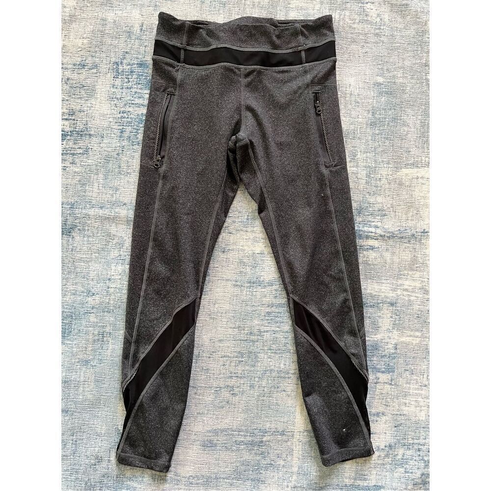 Lululemon Dark Heathered Gray Black Inspire II 7/8 Tights Size 4